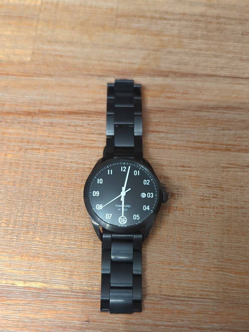 Tom Ford Matte Black Men's Link Bracelet Watch